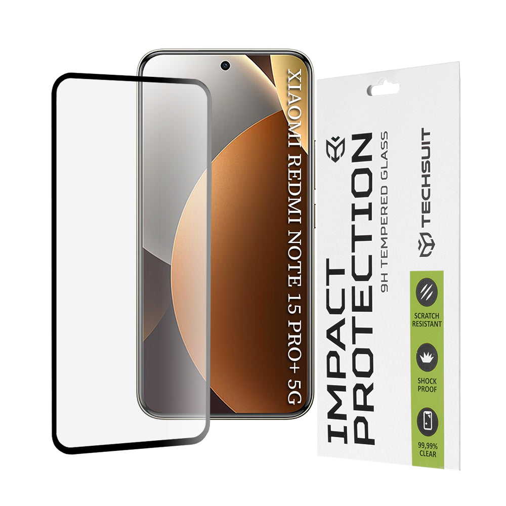 Techsuit Screen Protector for Xiaomi Poco M8 Pro / Redmi Note 15 Pro+ 5G, Tempered Glass, Full Glue, 111D, Black