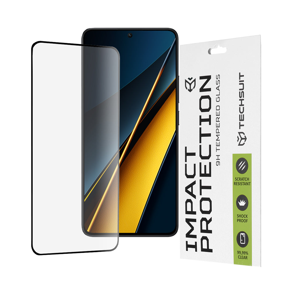 Techsuit Screen Protector Film for Xiaomi Poco X6 Pro, Tempered Glass, Full Glue, 111D, Black