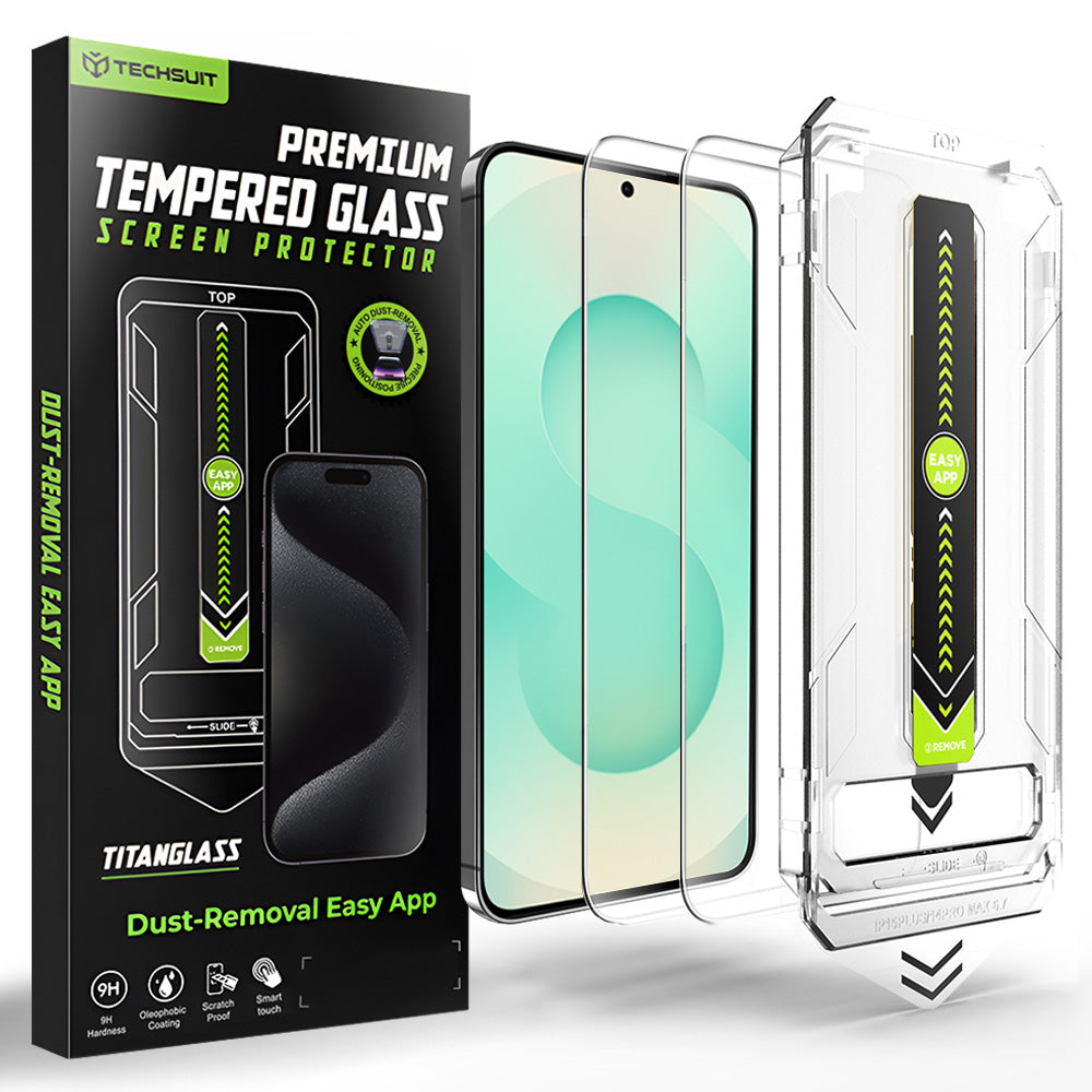 Techsuit TitanGlass CrystalHD Screen Protector for Samsung Galaxy S26 Plus, Tempered Glass, Full Glue, Set of 2 Pieces