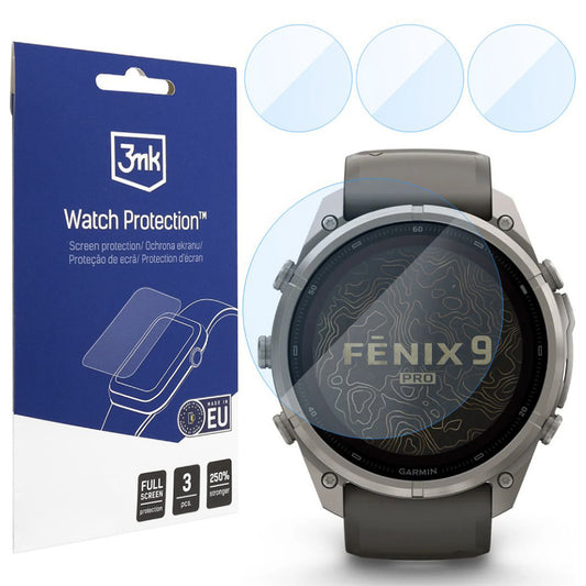 3MK FlexibleGlass Protective Film for Garmin Fenix 9 Pro Solar 47mm, Set of 3 Pieces, Flexible Glass
