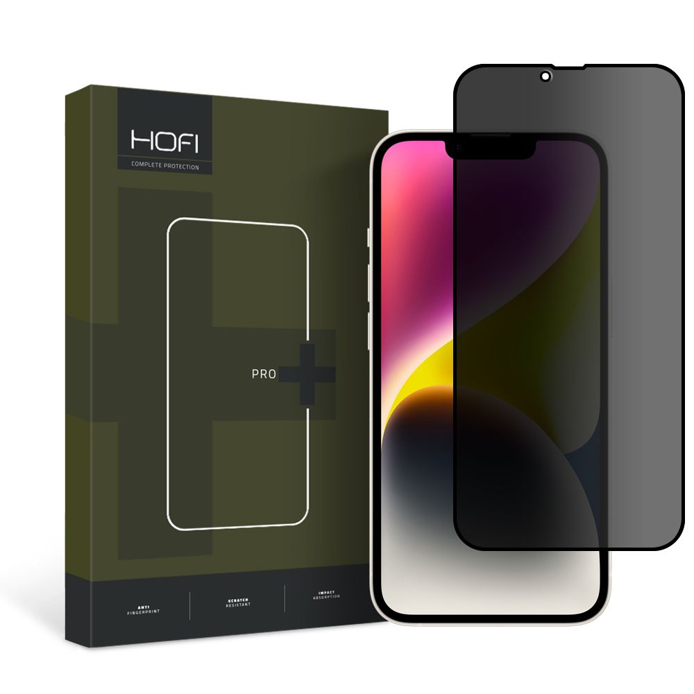 Privacy Screen Protector HOFI PRO+ for Apple iPhone 17e / 16e / 14 / 13 Pro, Tempered Glass, Full Glue
