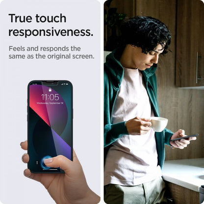 Spigen GlastR EZ FIT Privacy Screen Protector for Apple iPhone 14 Plus / 13 Pro Max, Tempered Glass, Full Glue, Set of 2 pieces AGL03378