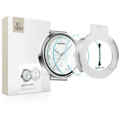 Tech-Protect Easy Set+ Screen Protector for Huawei Watch GT 5 41mm, 2-Piece Set, Tempered Glass