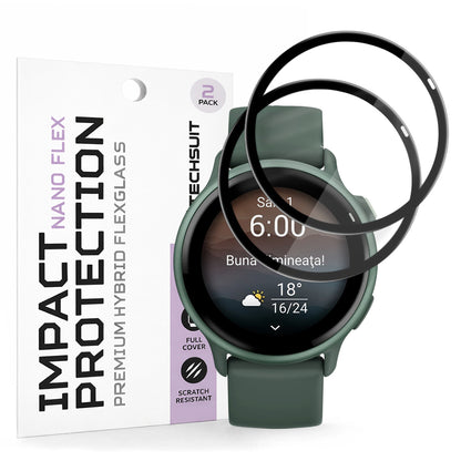 Techsuit Nano Flex Protection Film for Garmin vivoactive 6, Set of 2 pieces, Plastic, Black