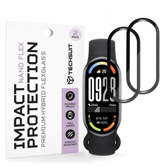 Techsuit Nano Flex Protection Film for Xiaomi Smart Band 10, Set of 2 pieces, Plastic, Black
