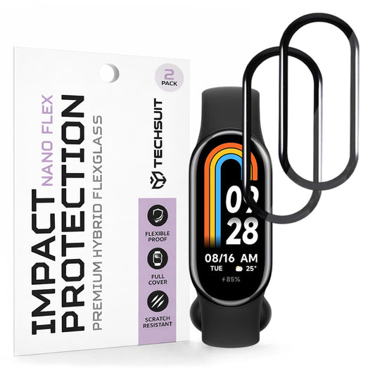 Techsuit Nano Flex Protection Film for Xiaomi Smart Band 8, Set of 2 Pieces, Plastic, Black