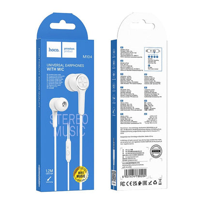 Handsfree 3.5mm HOCO M104, White 