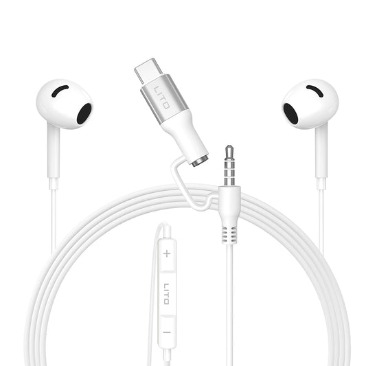 Handsfree 3.5mm / USB-C Lito LF03, White