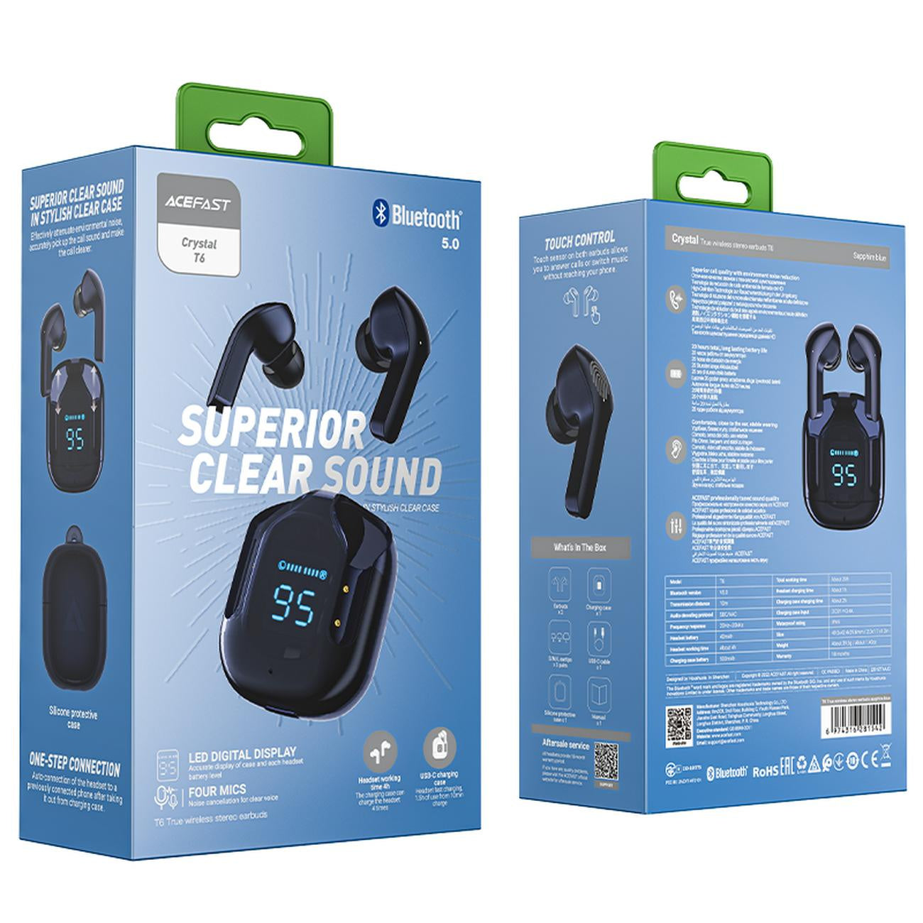 Acefast T6 Bluetooth Handsfree, TWS, Navy Blue