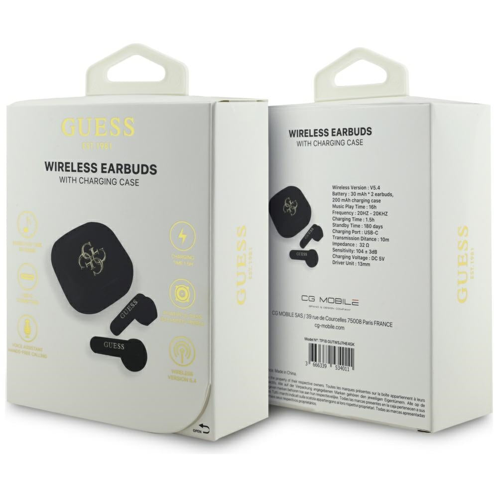 Handsfree Bluetooth Guess 4G Metal Logo, TWS, Black