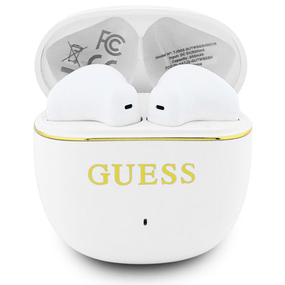Handsfree Bluetooth Guess Glossy Gold Line Classic, TWS, White
