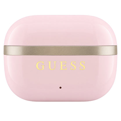Guess Glossy Gold Line Printed Classic Logo Bluetooth Handsfree, TWS, Pink