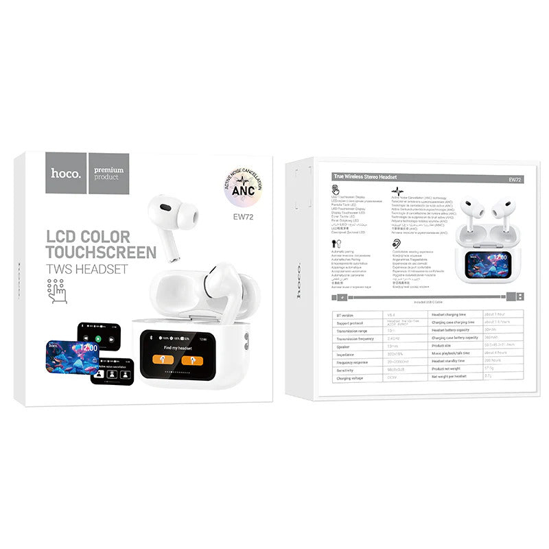 Bluetooth Handsfree HOCO EW72, TWS, ANC, White