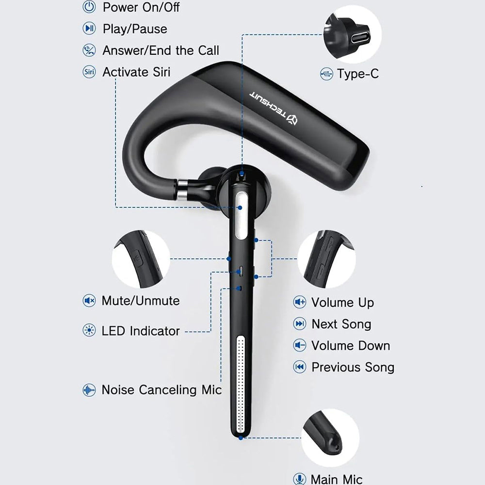 Handsfree Bluetooth Techsuit PowerTalks G6, MultiPoint, A2DP, Black
