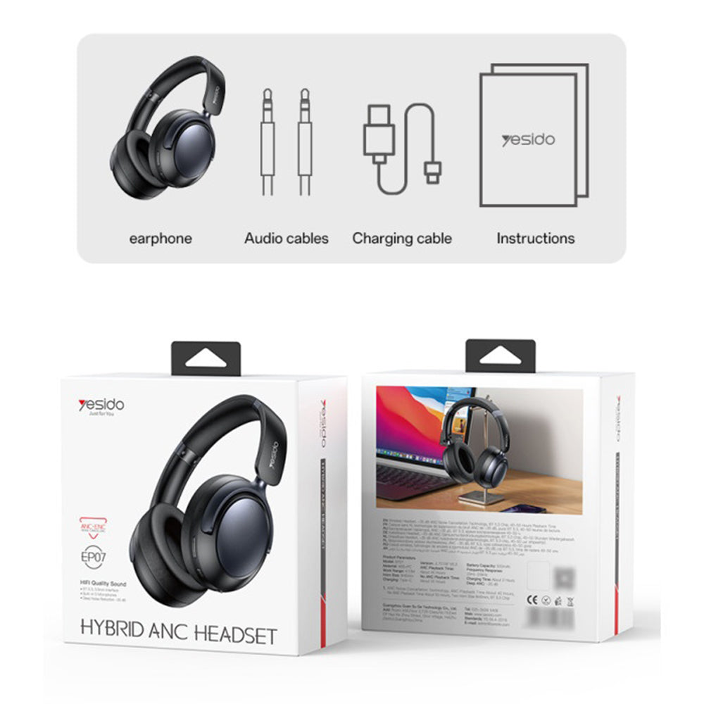 Yesido EP07 Bluetooth Handsfree, A2DP, ANC, Black