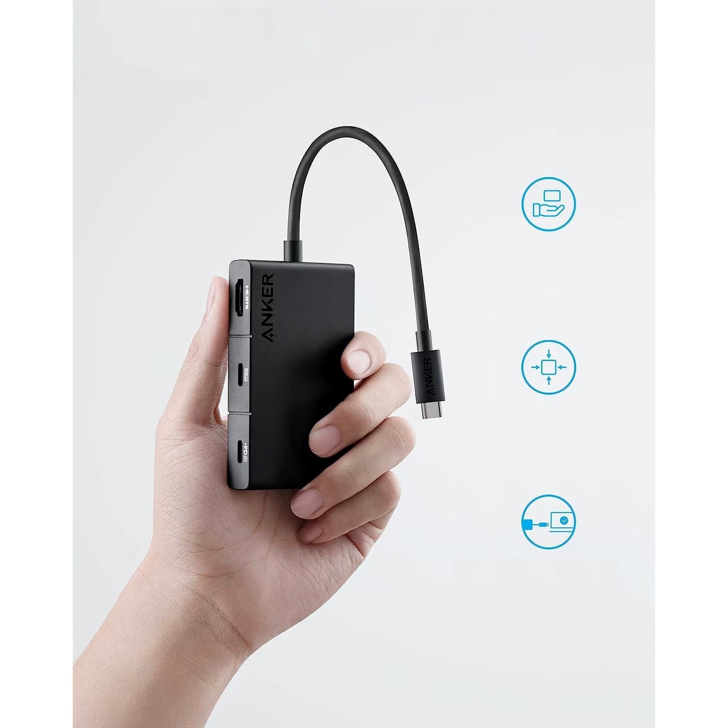 Anker 332 USB-C Hub, 2 x USB-A - 2 x USB-C - 1 x HDMI, Black A8356G11 