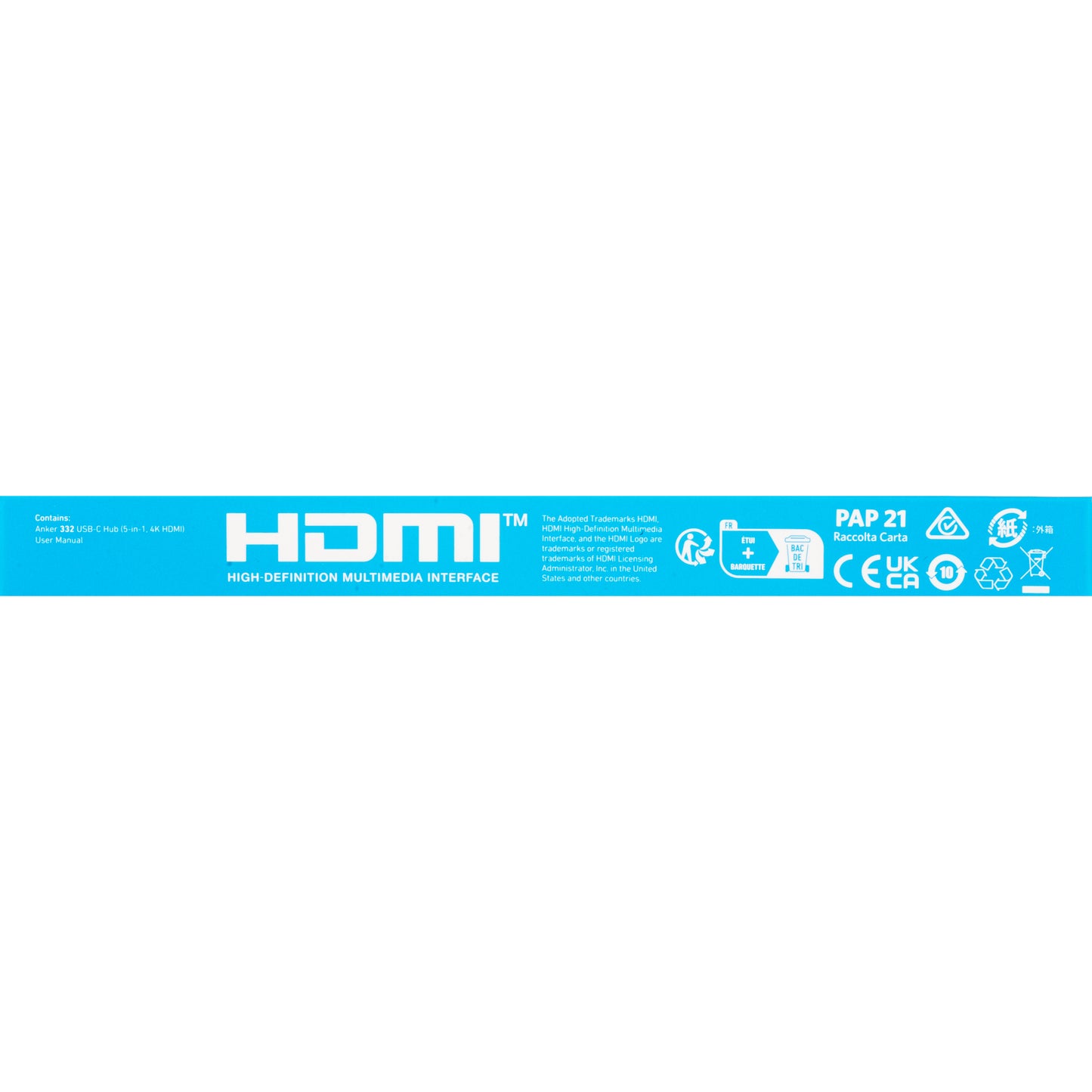 Anker 332 USB-C Hub, 2 x USB-A - 2 x USB-C - 1 x HDMI, Black A8356G11 