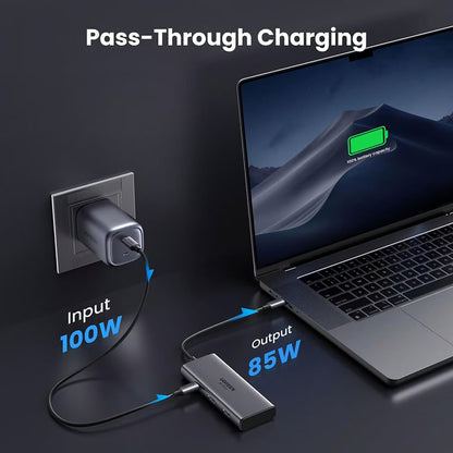 UGREEN CM498 USB-C Hub (15852), 2 x USB-A 3.0 - 2 x USB-C - 2 x HDMI, Gray