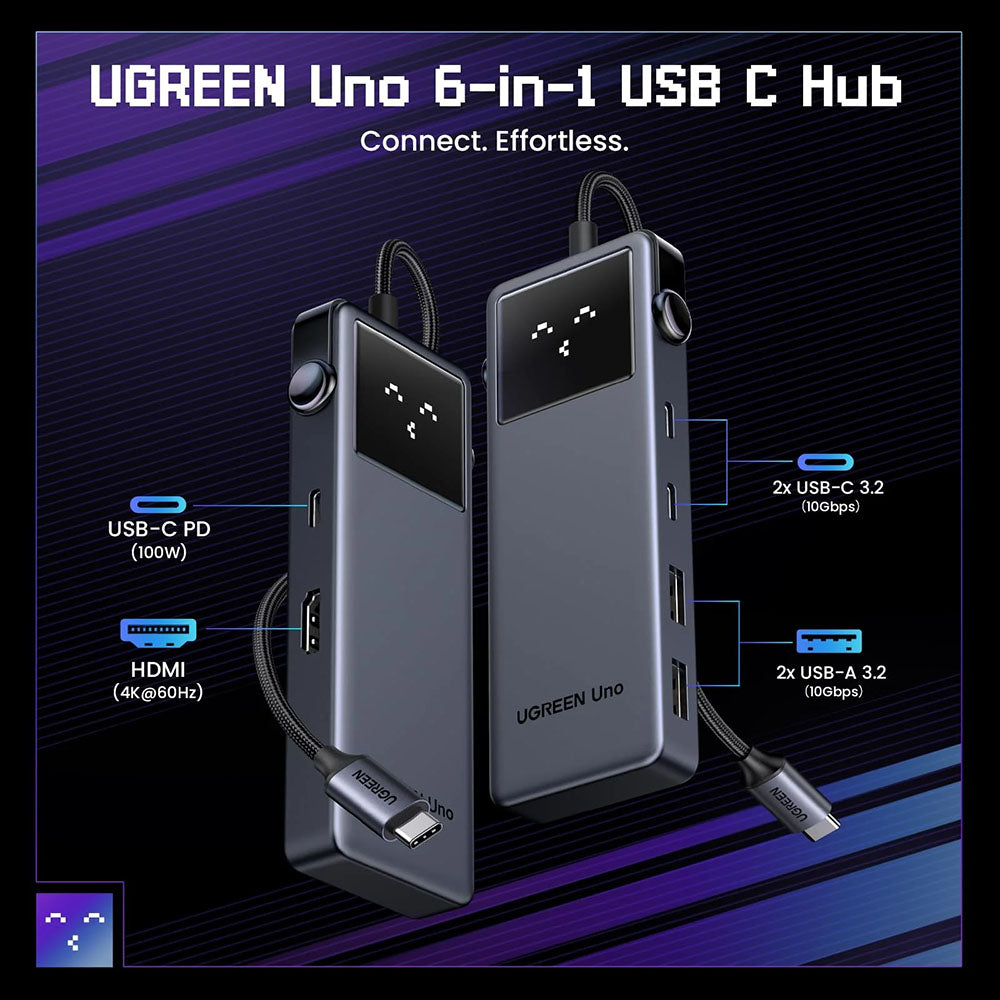 UGREEN Uno USB-C Hub (75177), 2 x USB-A 3.2 - 3 x USB-C - 1 x HDMI, Gray