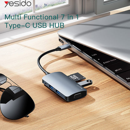 Yesido HB16 USB-C Hub, 7in1, Gray
