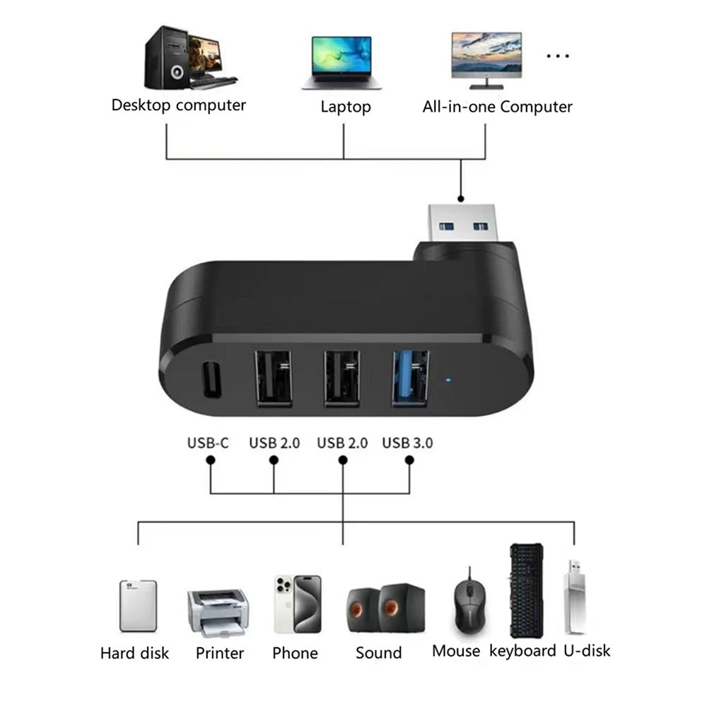 Techsuit H17 SplitterNode USB Hub, 4in1, Black