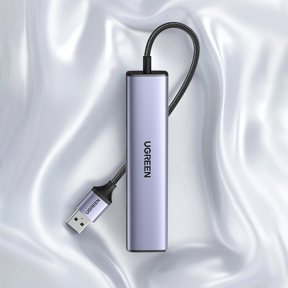 UGREEN CM475 USB Hub, 3 x USB-A 3.0 - 1 x USB-C - 1 x RJ45, Gray