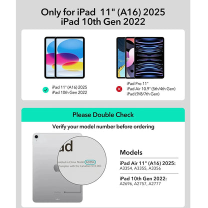 Keyboard Case for Apple iPad (2025) / (2022), ESR, Rebound, Gray