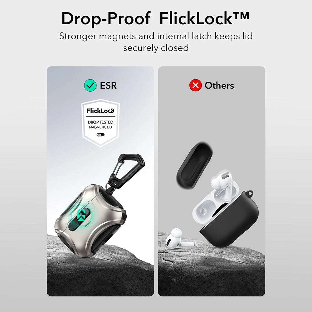ESR Cyber FlickLock Case for Apple AirPods Pro 3, Gray