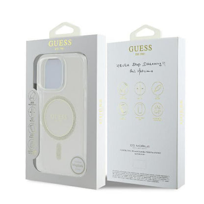 MagSafe Case for Apple iPhone 16 Pro, Guess, IML Glitter Ring, Transparent GUHMP16LHFGERET