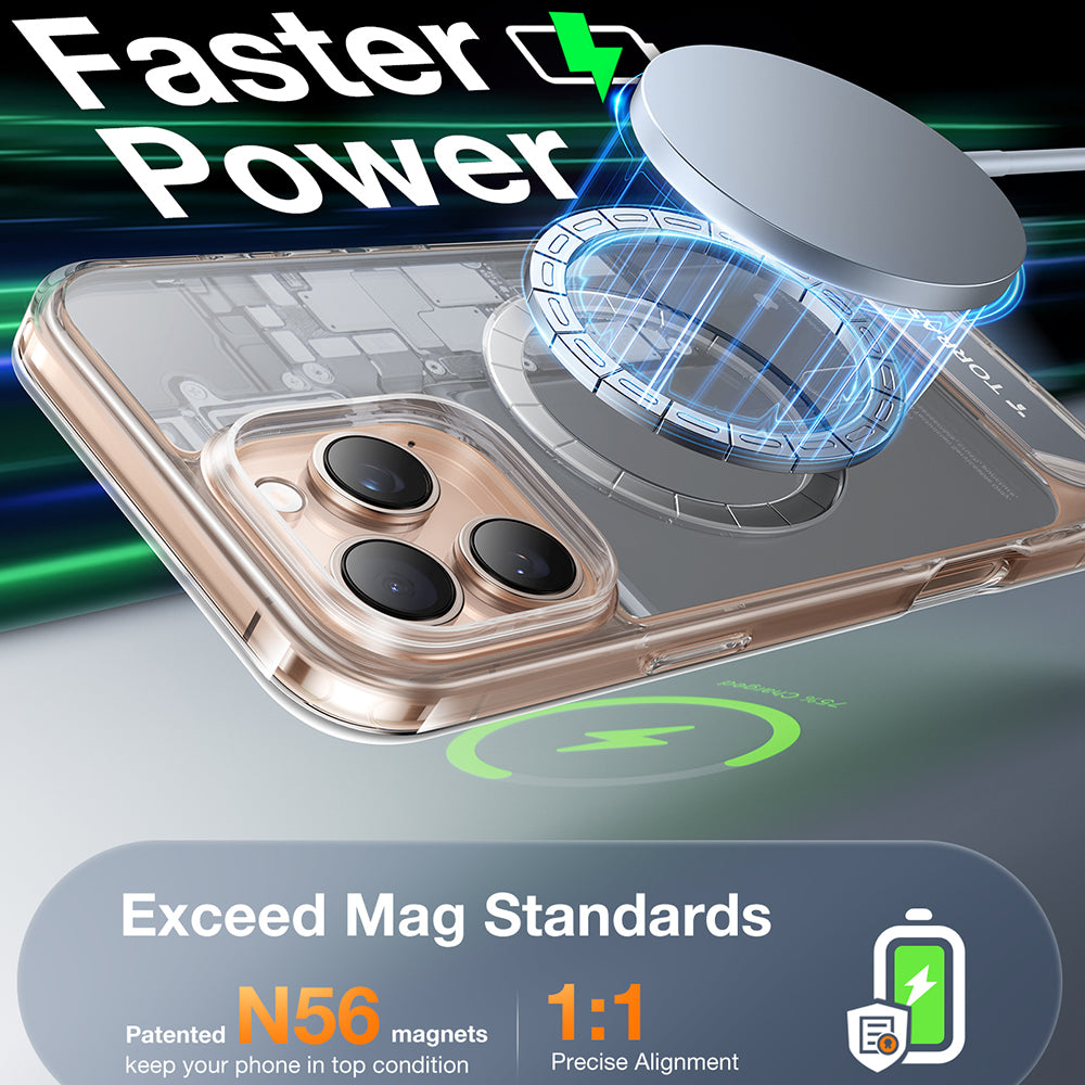 MagSafe Case for Apple iPhone 16 Pro, Torras, Pstand, Transparent