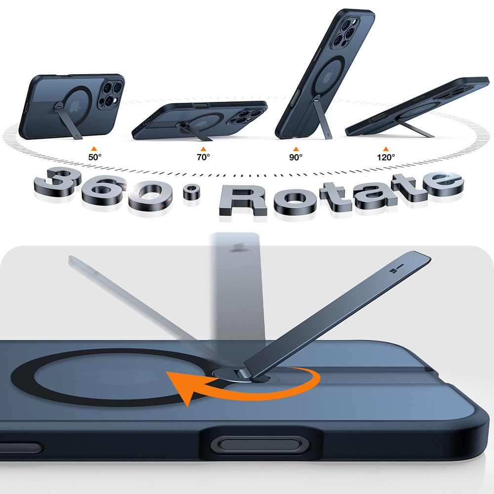 MagSafe Case for Apple iPhone 16 Pro Max, Torras, Pstand Spin, Black