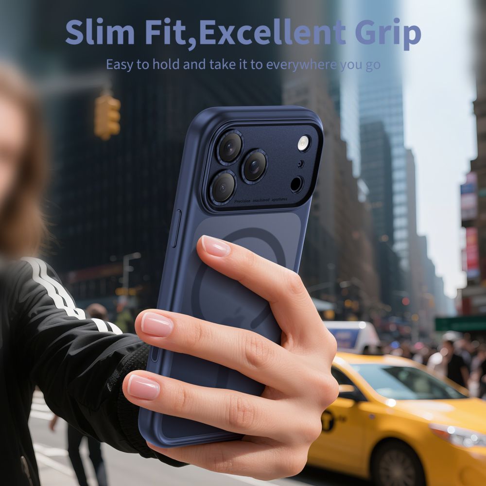 MagSafe Case for Apple iPhone 17 Pro Max, Tech-Protect, MagPeak, Matte Navy Blue