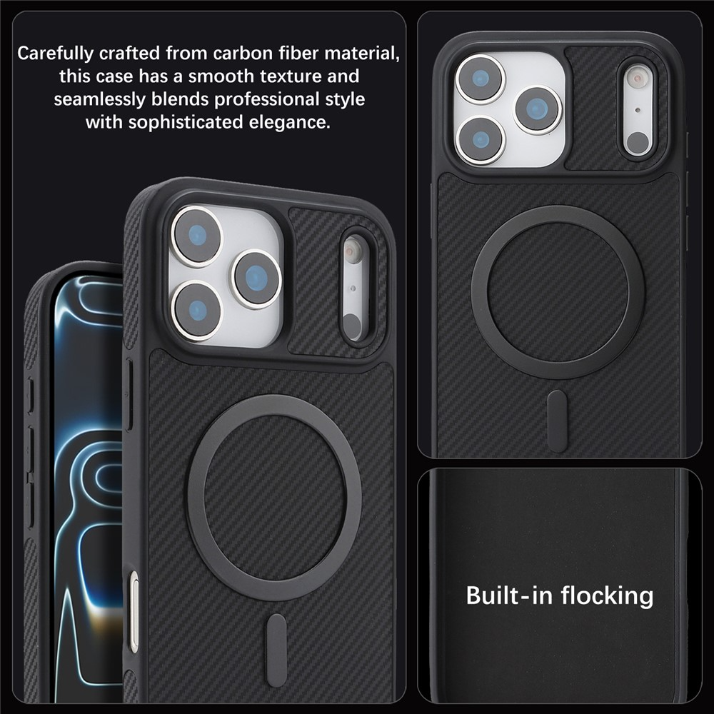 MagSafe Case for Apple iPhone 17 Pro Max, OEM, Carbon Metal Ring, Black
