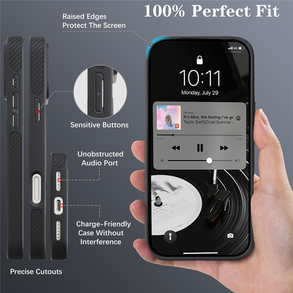 MagSafe Case for Apple iPhone 16 Pro, OEM, Carbon Metal Ring, Black