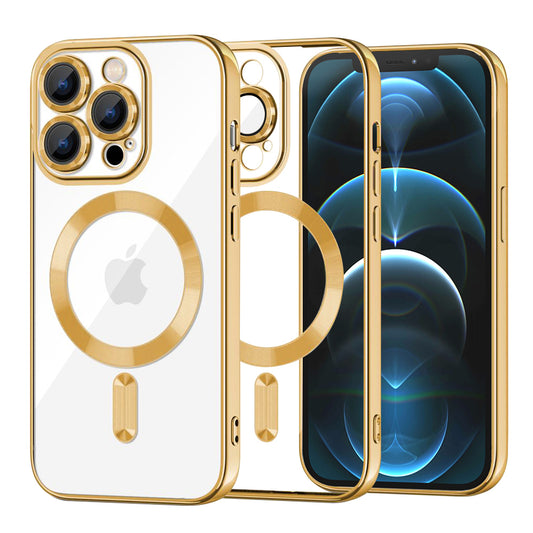 MagSafe Case for Apple iPhone 12 Pro Max, Techsuit, Luxury Crystal, Gold