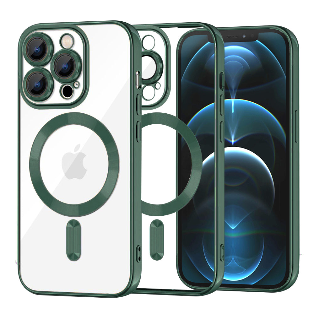 MagSafe Case for Apple iPhone 12 Pro Max, Techsuit, Luxury Crystal, Dark Green