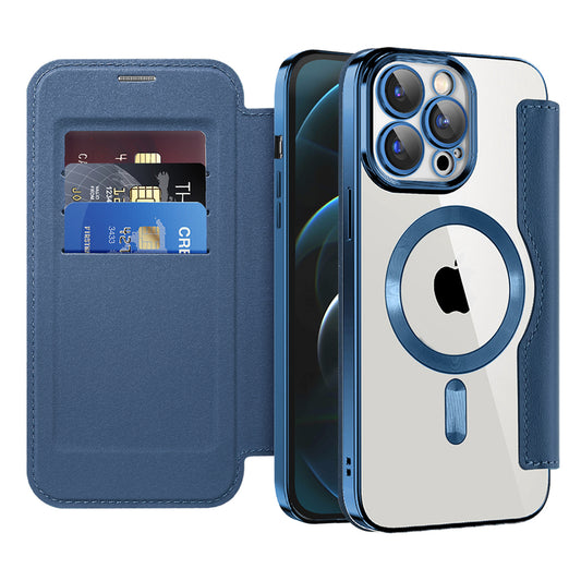 MagSafe Case for Apple iPhone 12 Pro Max, Techsuit, SmartMag Book, Blue