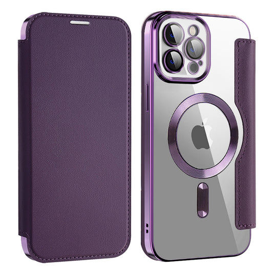 MagSafe Case for Apple iPhone 12 Pro Max, Techsuit, SmartMag Book, Purple