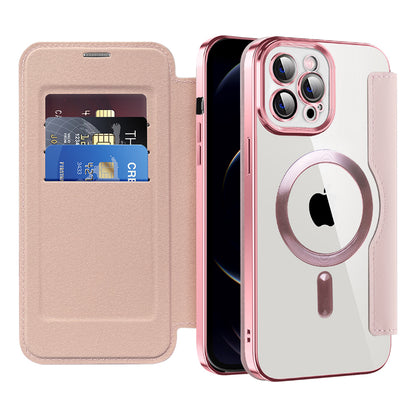 MagSafe Case for Apple iPhone 12 Pro Max, Techsuit, SmartMag Book, Pink