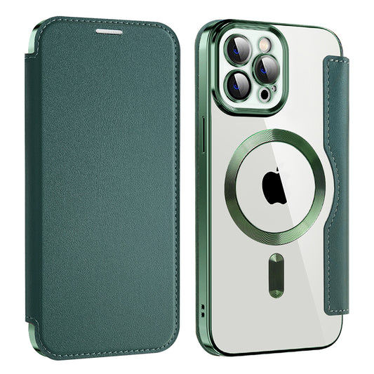MagSafe Case for Apple iPhone 12 Pro Max, Techsuit, SmartMag Book, Green