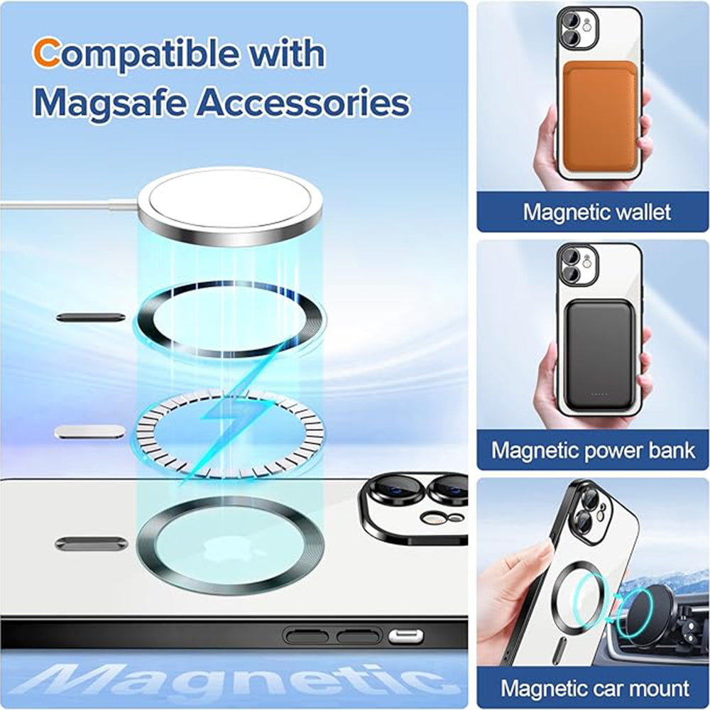 MagSafe Case for Apple iPhone 12, Techsuit, Luxury Crystal, Black
