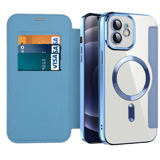 MagSafe Case for Apple iPhone 12, Techsuit, SmartMag Book, Blue