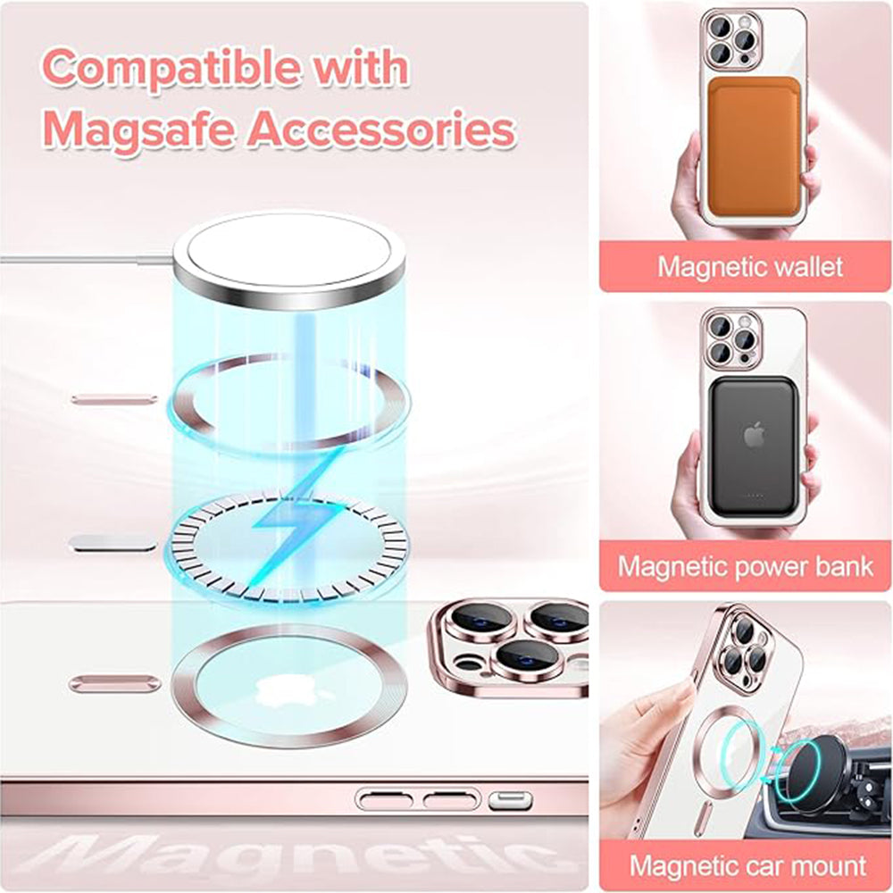 MagSafe Case for Apple iPhone 13 Pro Max, Techsuit, Luxury Crystal, Pink