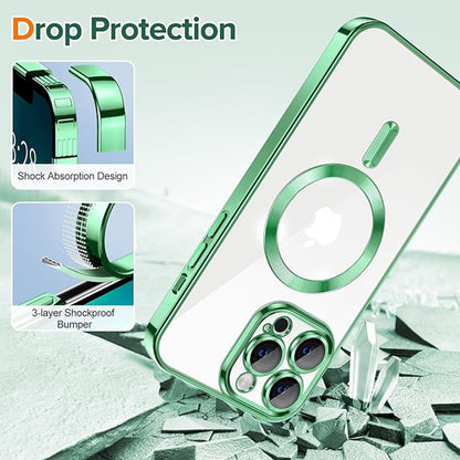 MagSafe Case for Apple iPhone 13 Pro Max, Techsuit, Luxury Crystal, Light Green