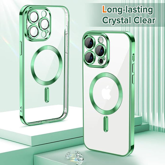 MagSafe Case for Apple iPhone 13 Pro Max, Techsuit, Luxury Crystal, Light Green
