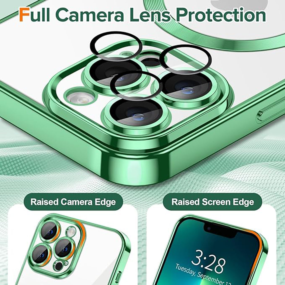MagSafe Case for Apple iPhone 13 Pro Max, Techsuit, Luxury Crystal, Light Green
