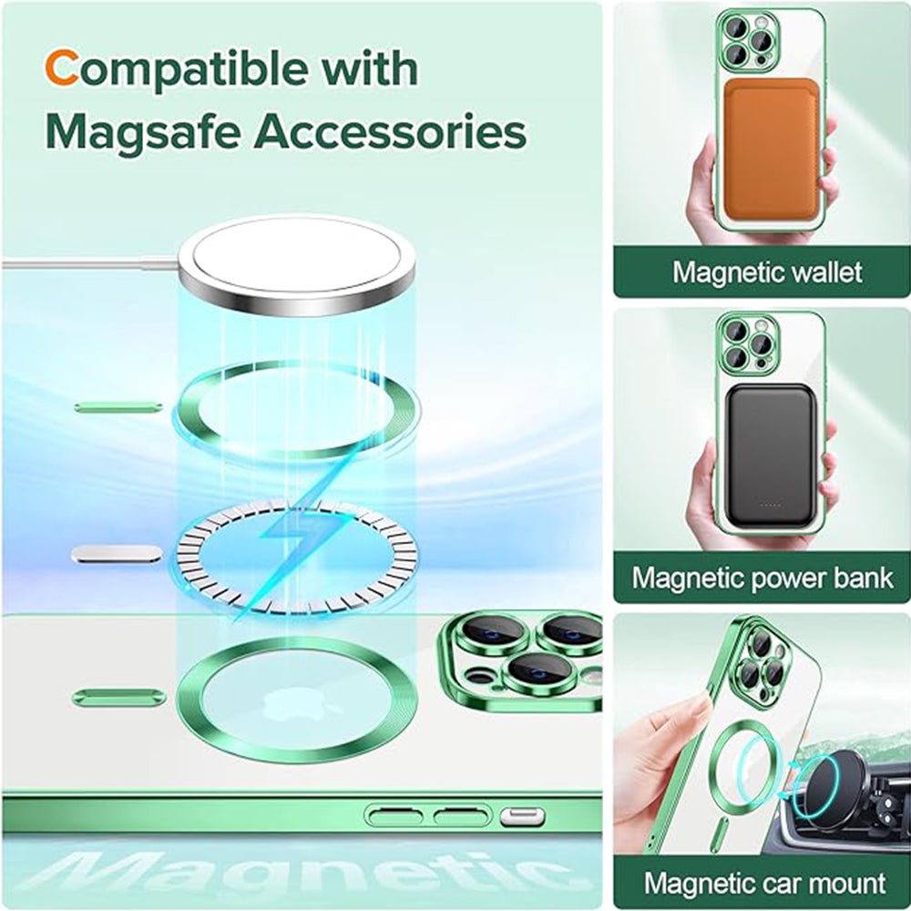 MagSafe Case for Apple iPhone 13 Pro Max, Techsuit, Luxury Crystal, Light Green