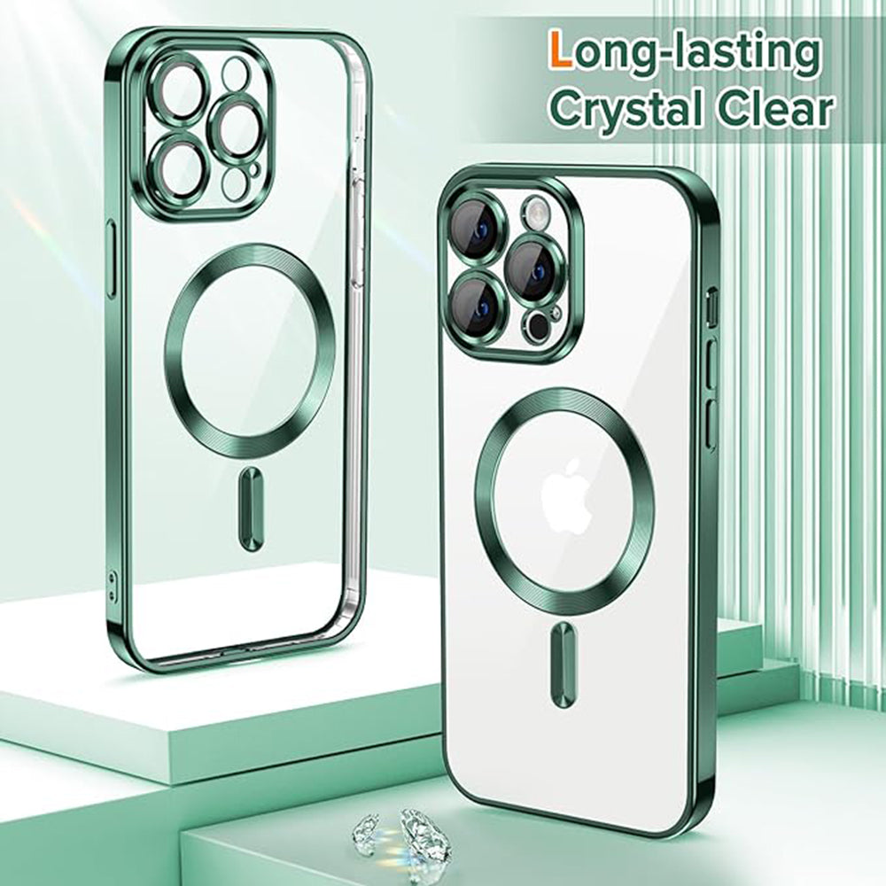 MagSafe Case for Apple iPhone 13 Pro Max, Techsuit, Luxury Crystal, Dark Green