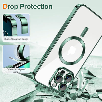 MagSafe Case for Apple iPhone 13 Pro Max, Techsuit, Luxury Crystal, Dark Green