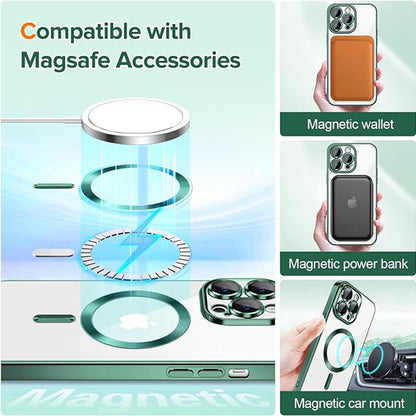 MagSafe Case for Apple iPhone 13 Pro Max, Techsuit, Luxury Crystal, Dark Green
